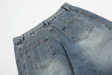Pleated White Straight Loose Workwear Jeans