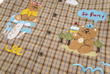 Loose Fun Cartoon Bear Plaid Shirt