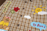 Loose Fun Cartoon Bear Plaid Shirt