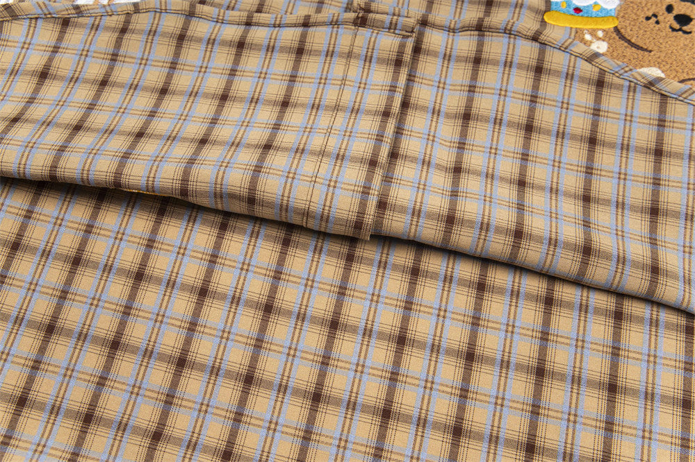 Loose Fun Cartoon Bear Plaid Shirt