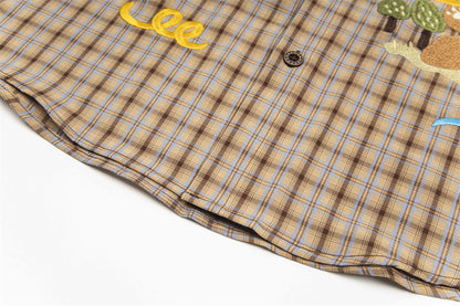 Loose Fun Cartoon Bear Plaid Shirt