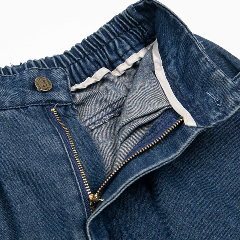 Cartoon Embroidered Denim Wide Leg Jeans
