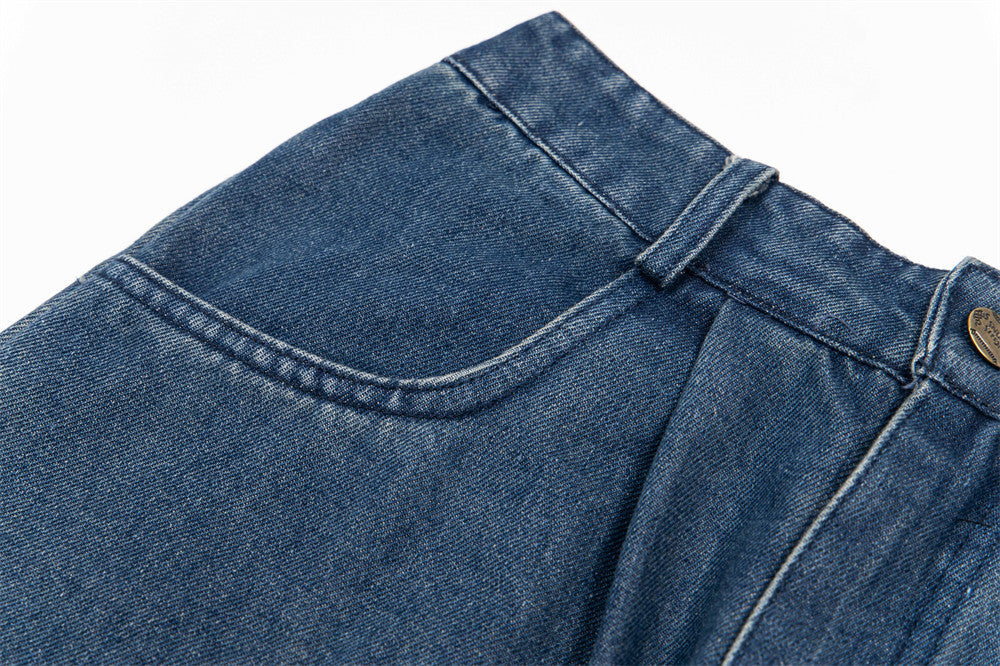 Cartoon Embroidered Denim Wide Leg Jeans