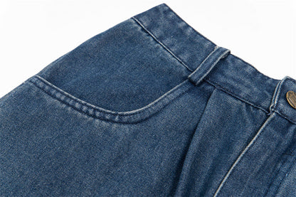 Cartoon Embroidered Denim Wide Leg Jeans