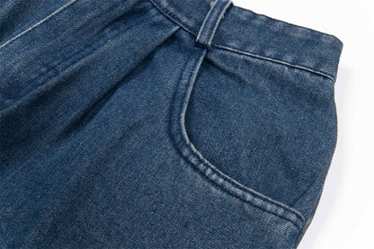Cartoon Embroidered Denim Wide Leg Jeans