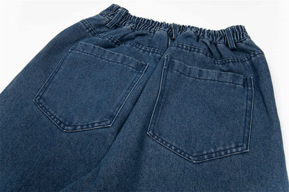 Cartoon Embroidered Denim Wide Leg Jeans
