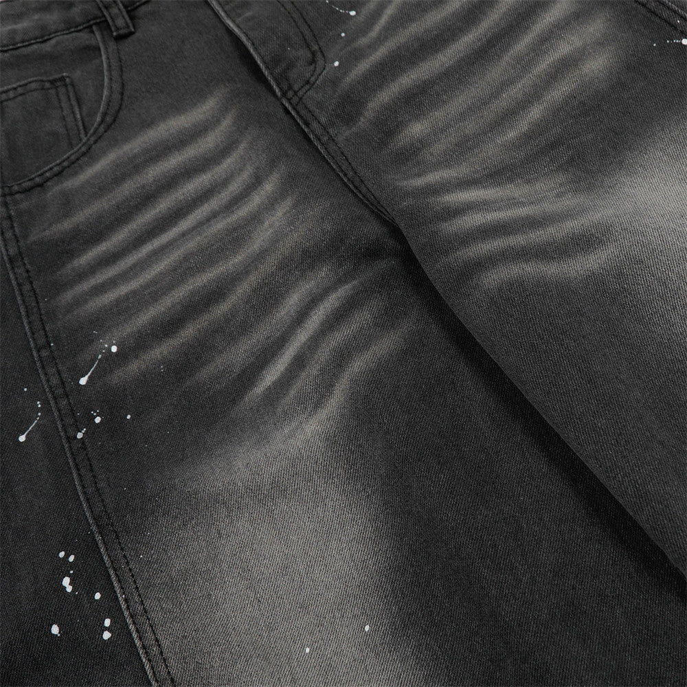 Ink Splash Wide Denim Trousers