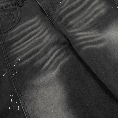 Ink Splash Wide Denim Trousers