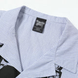 Abstract Figure Print Vertical Stripe Shirt