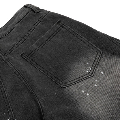 Ink Splash Wide Denim Trousers