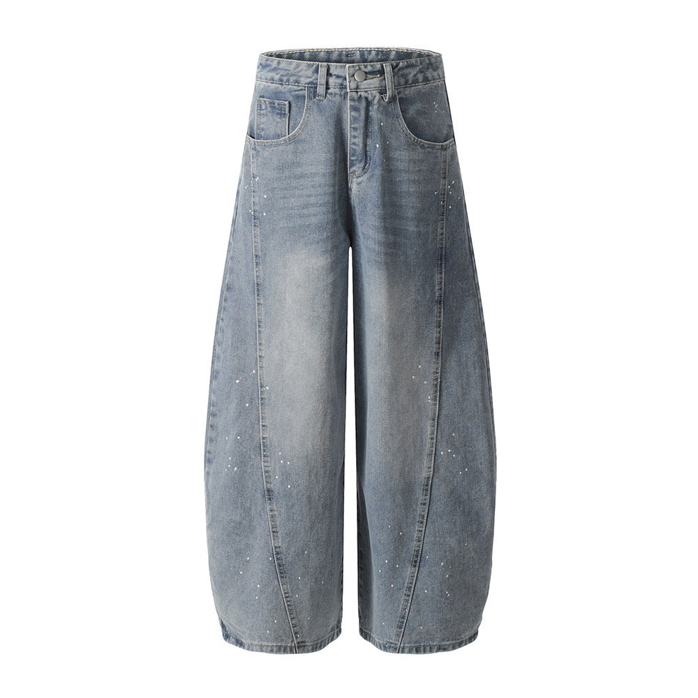Ink Splash Wide Denim Trousers