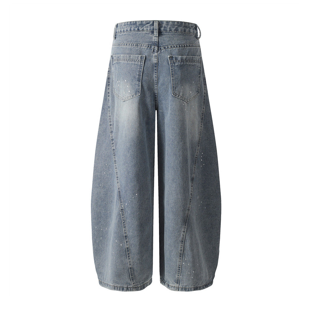 Ink Splash Wide Denim Trousers