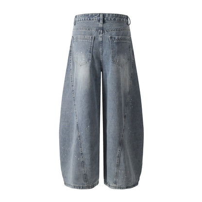 Ink Splash Wide Denim Trousers