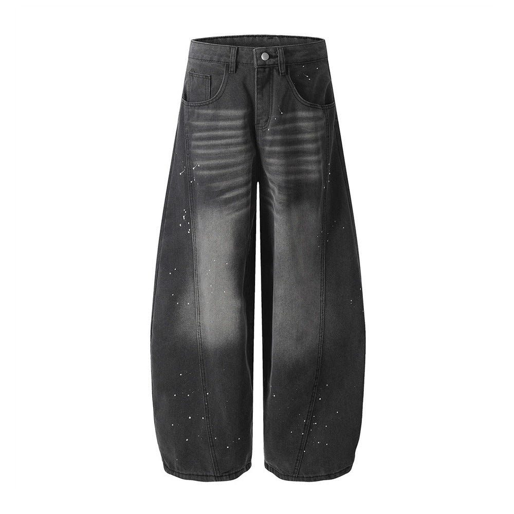 Ink Splash Wide Denim Trousers