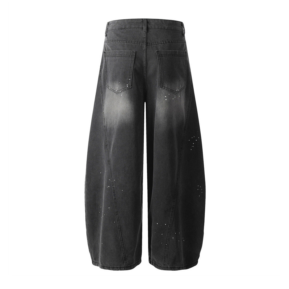 Ink Splash Wide Denim Trousers