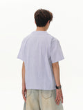 Abstract Figure Print Vertical Stripe Shirt