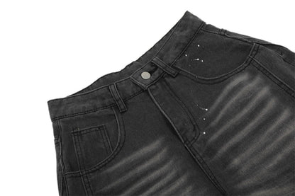 Ink Splash Wide Denim Trousers