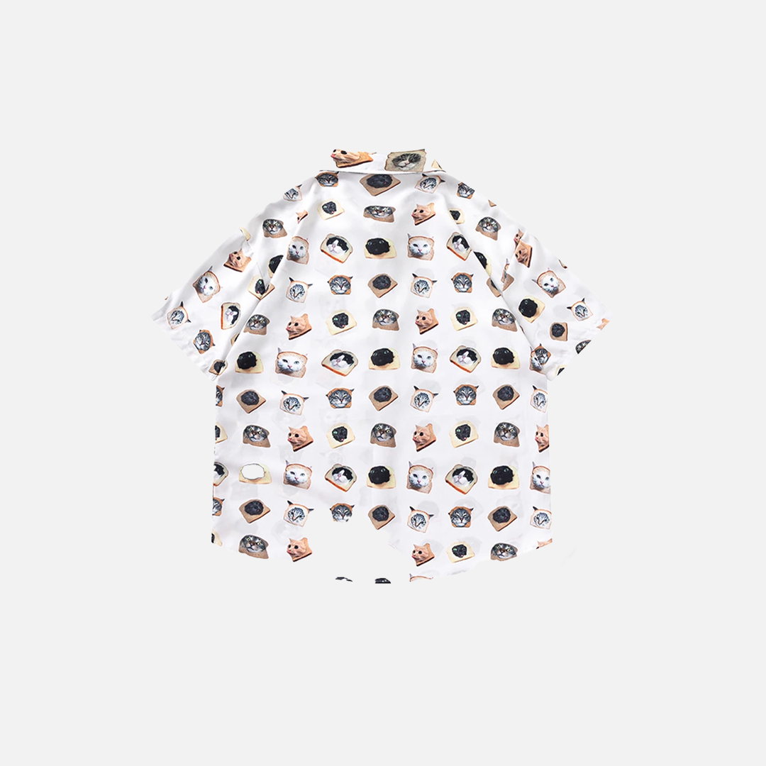 Cool Cat Print Loose Summer Shirt