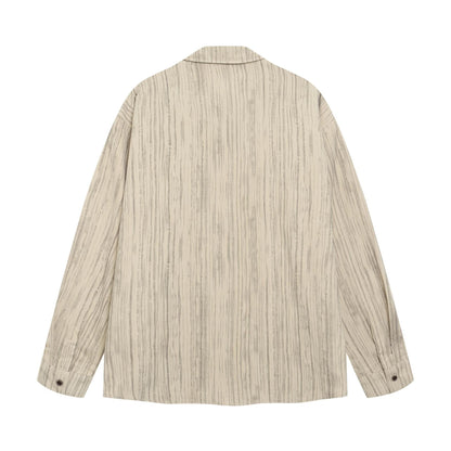 Whimsical Bear Embroidered Striped Long Sleeve Shirt