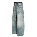 Vintage Washed Blue Distressed Loose Fit Jeans