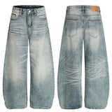 Vintage Washed Blue Distressed Loose Fit Jeans