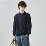 Flattering Stylish Oversized Half-Zip Casual Sweater