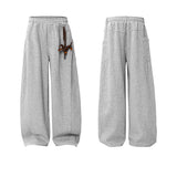 Flattering Patchwork Vintage Gray Wide Leg Jogger
