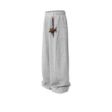 Flattering Patchwork Vintage Gray Wide Leg Jogger