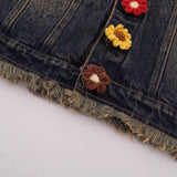 Autumn Y2K Vintage Distressed Denim Jacket