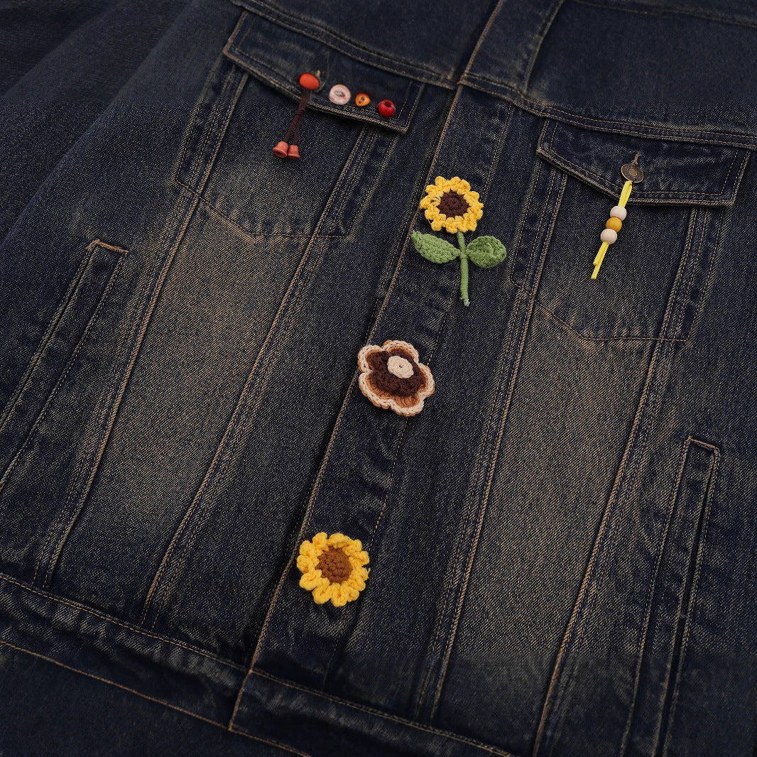 Autumn Y2K Vintage Distressed Denim Jacket