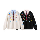Stylish Vintage Detachable Collar Casual Sweater