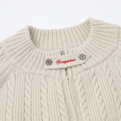 Y2K Trendy Cozy Zip-Up Long Sleeve Sweater