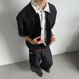 Flattering Black Linen Collared Casual Shirt