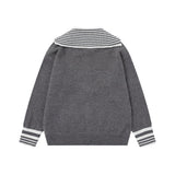 Nautical Striped Loose Casual Zipper Sweater