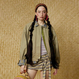Casual Plaid Patchwork Shirt Fake Collar Jacket