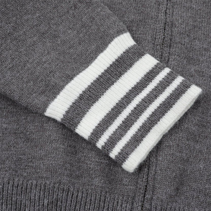 Nautical Striped Loose Casual Zipper Sweater