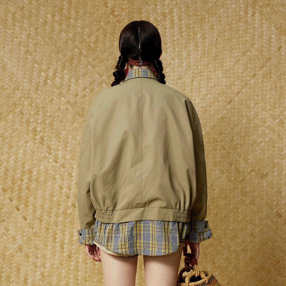 Casual Plaid Patchwork Shirt Fake Collar Jacket