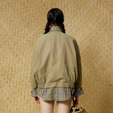 Casual Plaid Patchwork Shirt Fake Collar Jacket