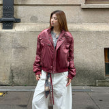 Y2K Winter Streetwear Stylish Pilot Leather Jacket