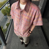 Bold Durable Checkered Bubble Cross Loose Shirt