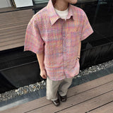 Bold Durable Checkered Bubble Cross Loose Shirt