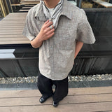 Bold Durable Checkered Bubble Cross Loose Shirt