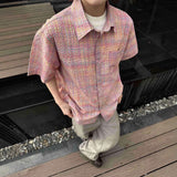 Bold Durable Checkered Bubble Cross Loose Shirt