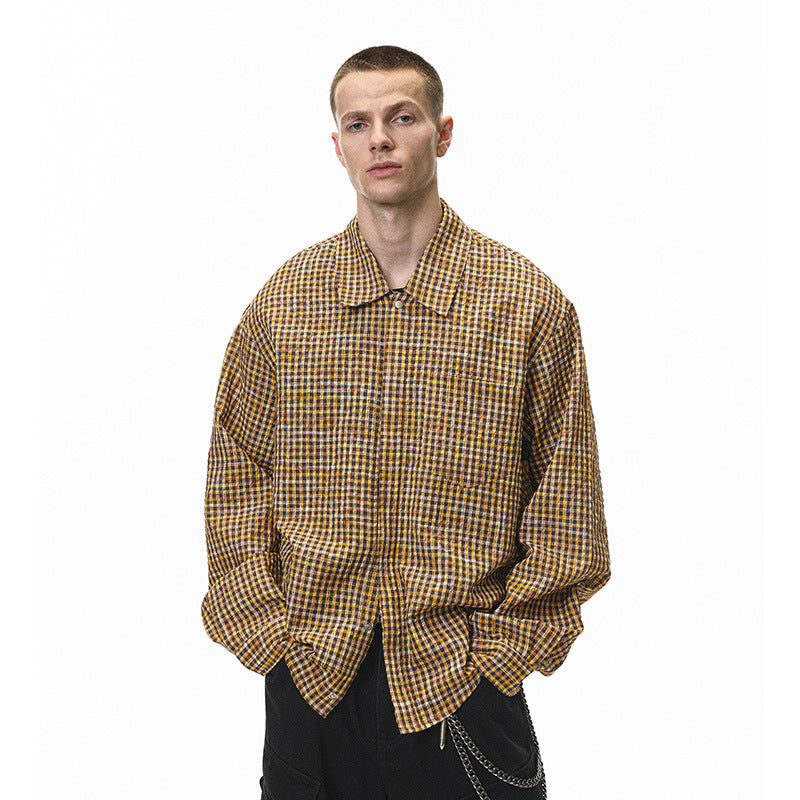 Stylish Plaid Button-Up Fall Casual Shirt