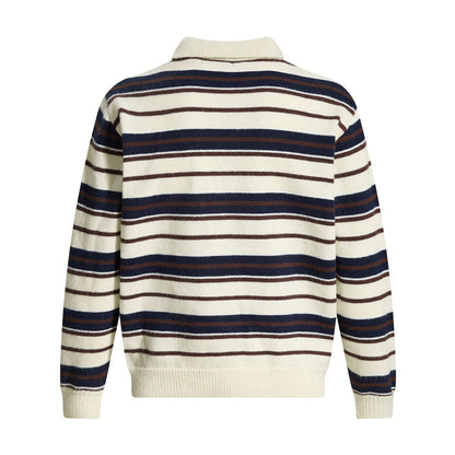 Premium Striped Button-down Knit Sweater