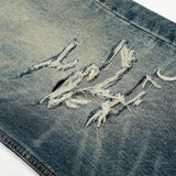 Vintage Distressed Washed Denim Wide Leg Jeans