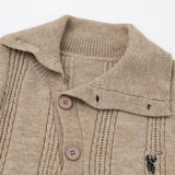 Men Cozy Jacquard Button-Up High Neck Sweater