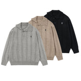 Men Cozy Jacquard Button-Up High Neck Sweater