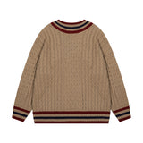 Classic Retro Cozy Oversized Knit V-Neck Sweater