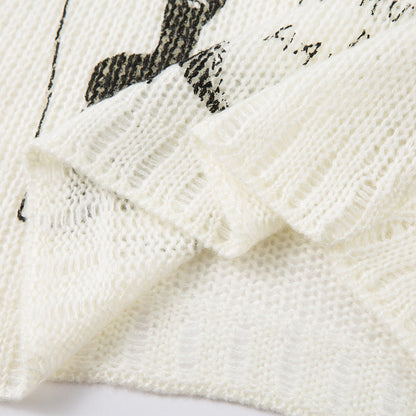 Flexible Unique Graffiti Print Round Neck Sweater